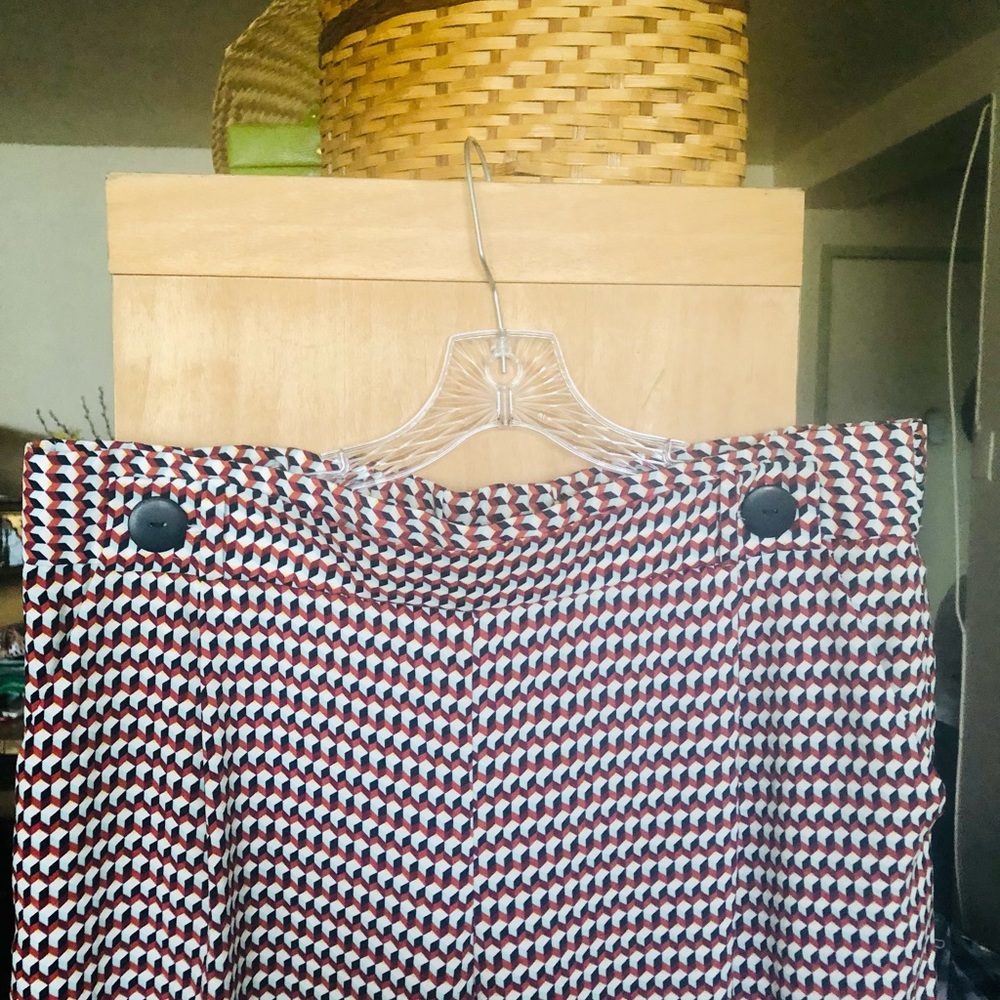 Zara TRF Wide Leg Cropped Pant w/ geometric print